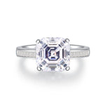 Emerald cut CZ diamond ring s925 silver heart-shaped 5-carat engagement ring - MOWTE