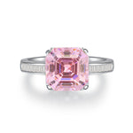 Emerald cut CZ diamond ring s925 silver heart-shaped 5-carat engagement ring - MOWTE