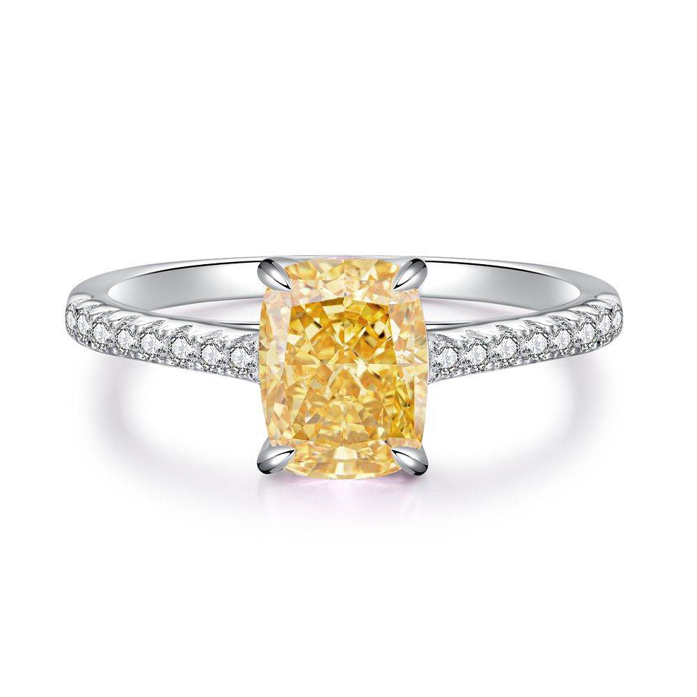 S925 Sterling Silver High-Carbon Diamond Radiant Cut Ring - MOWTE