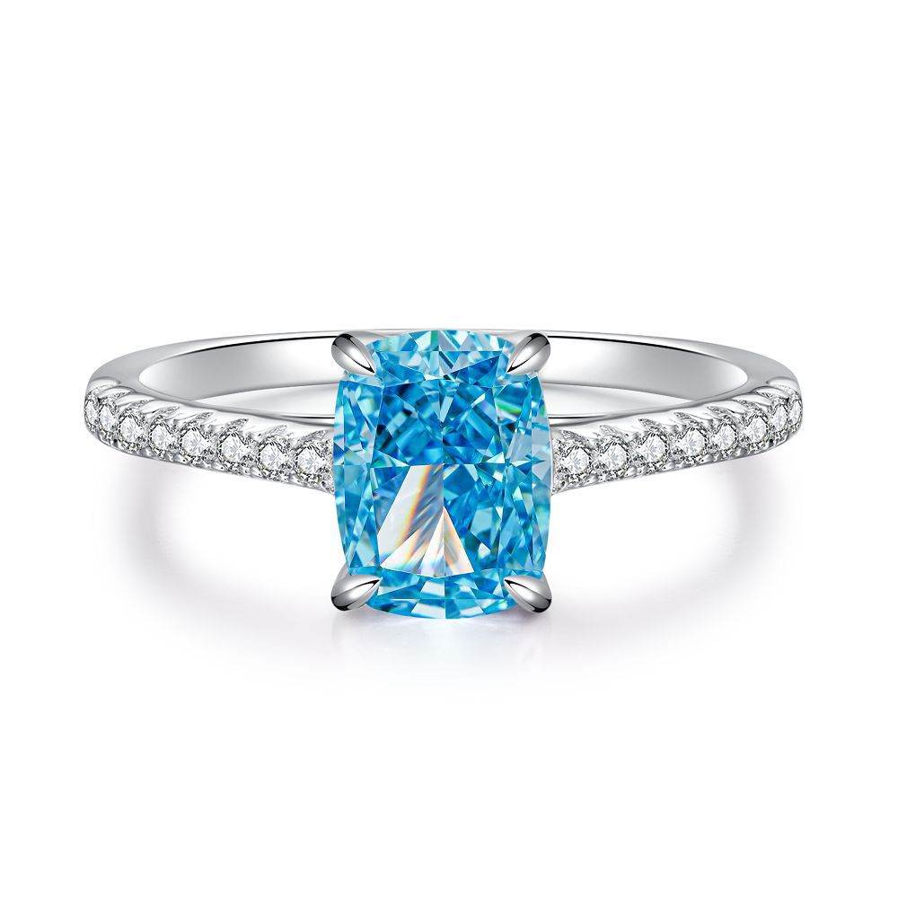 S925 Sterling Silver High-Carbon Diamond Radiant Cut Ring - MOWTE