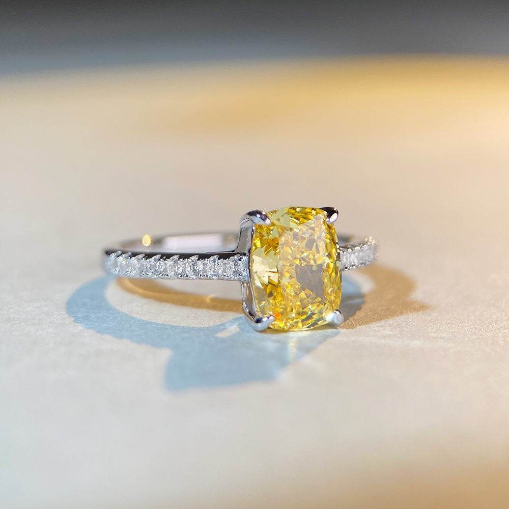 S925 Sterling Silver High-Carbon Diamond Radiant Cut Ring - MOWTE