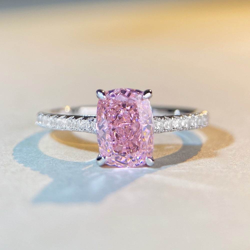 S925 Sterling Silver High-Carbon Diamond Radiant Cut Ring - MOWTE