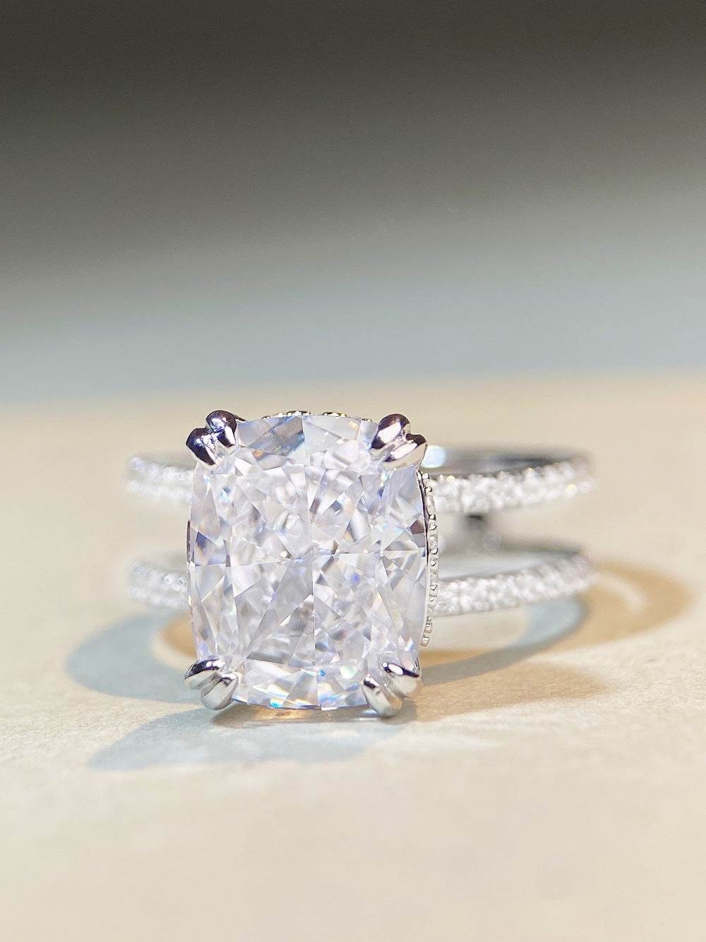 Luxury S925 Sterling Silver Zirconia Ring for Women - Double Row Pavé Icy Cut Band - MOWTE
