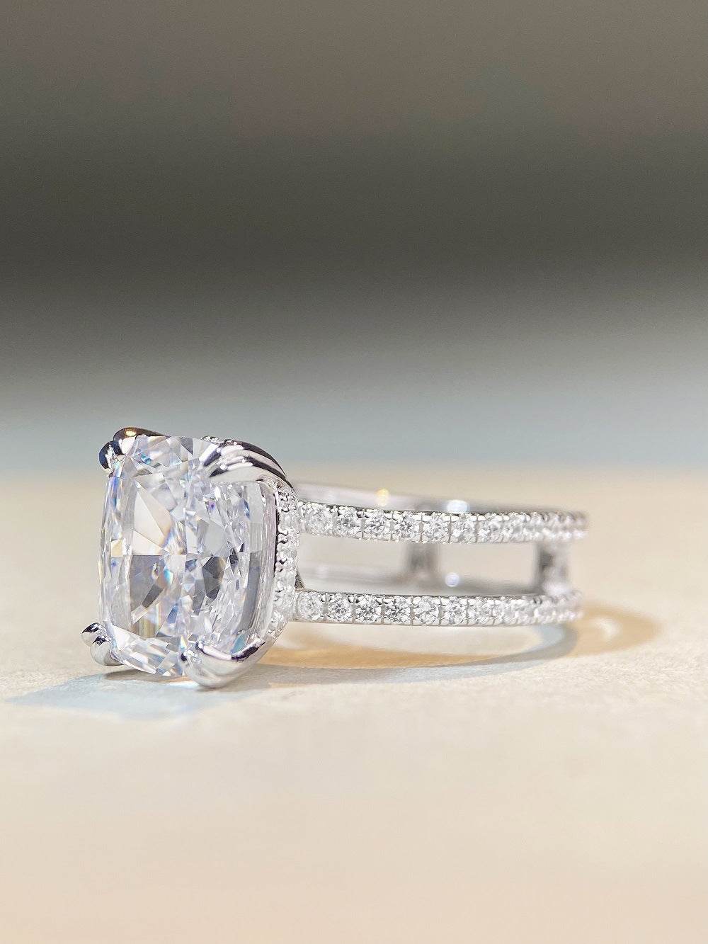 Luxury S925 Sterling Silver Zirconia Ring for Women - Double Row Pavé Icy Cut Band - MOWTE