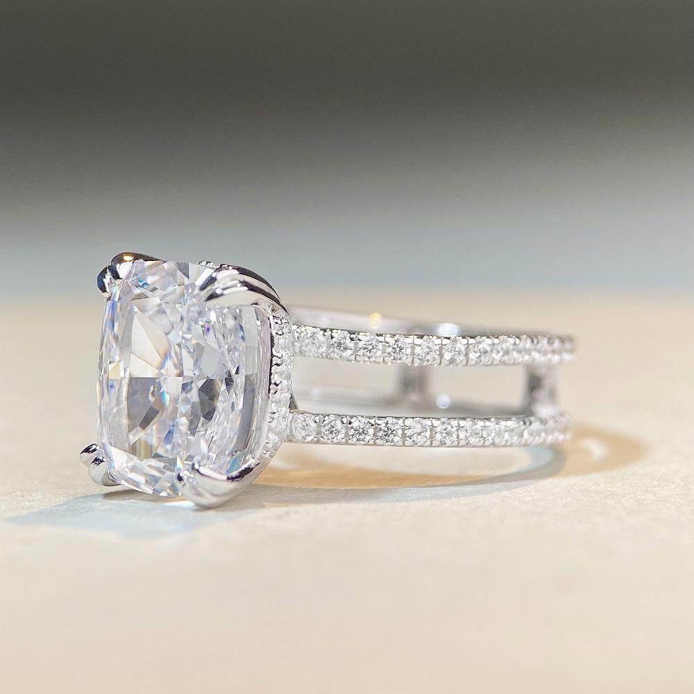 Luxury S925 Sterling Silver Zirconia Ring for Women - Double Row Pavé Icy Cut Band - MOWTE