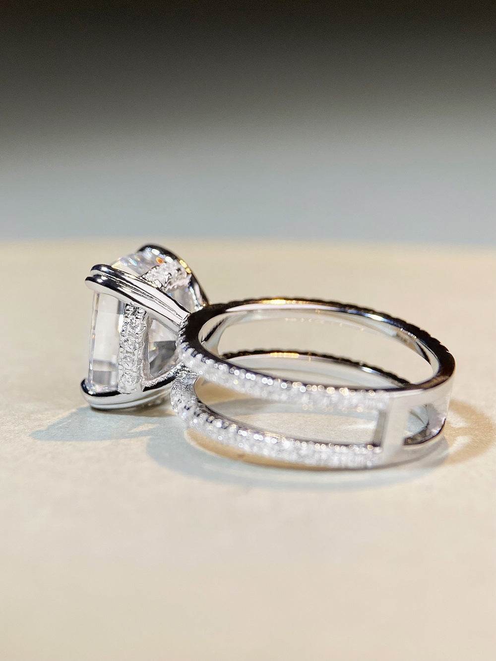 Luxury S925 Sterling Silver Zirconia Ring for Women - Double Row Pavé Icy Cut Band - MOWTE