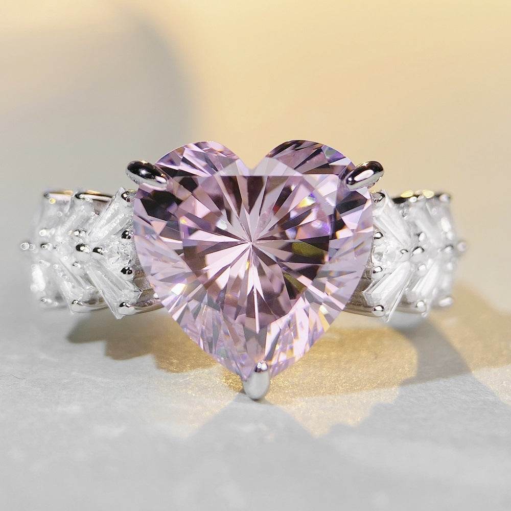Luxury S925 Sterling Silver 6ct Heart Cut Ring for Women Wedding - MOWTE