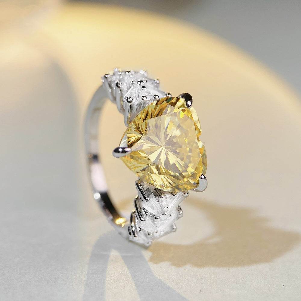 Luxury S925 Sterling Silver 6ct Heart Cut Ring for Women Wedding - MOWTE