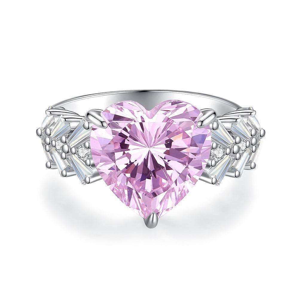 Luxury S925 Sterling Silver 6ct Heart Cut Ring for Women Wedding - MOWTE