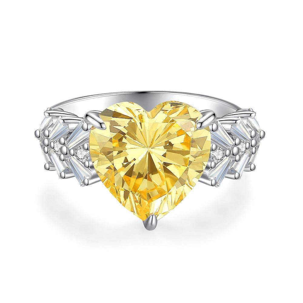 Luxury S925 Sterling Silver 6ct Heart Cut Ring for Women Wedding - MOWTE