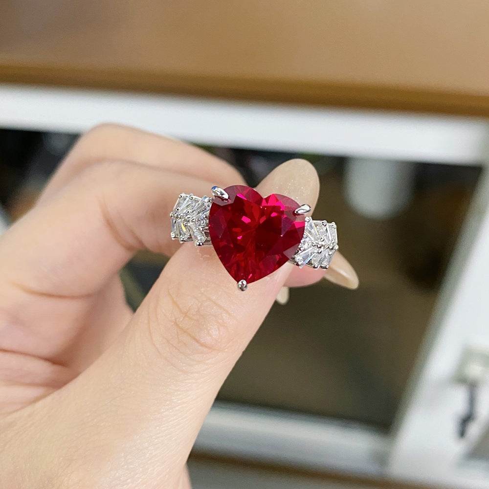 Luxury S925 Sterling Silver 6ct Heart Cut Ring for Women Wedding - MOWTE