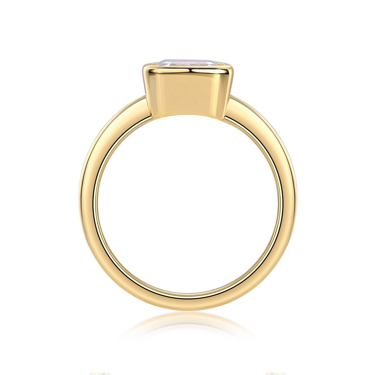 Gold-Tone Minimalist Ring Ins Style S925 Silver Ring for Women High-Quality Moissanite Ring - MOWTE