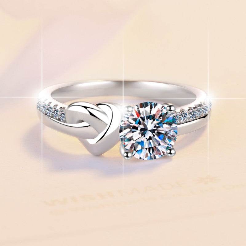 1 Carat Moissanite Butterfly Wedding Ring Four-Prong Setting in S925 Sterling Silver Fashion Women's Band - MOWTE