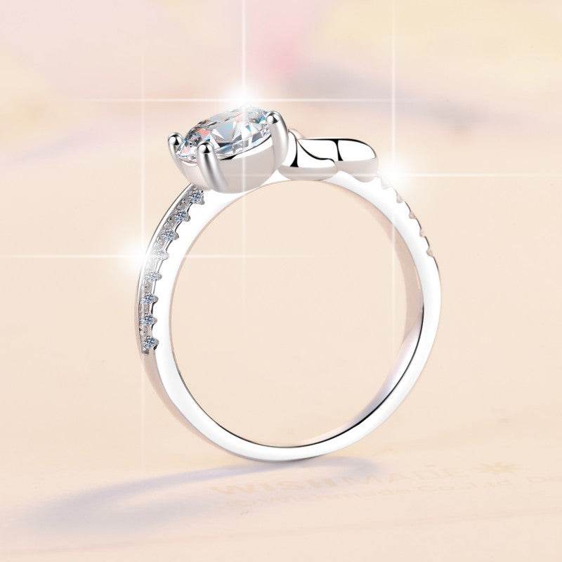 1 Carat Moissanite Butterfly Wedding Ring Four-Prong Setting in S925 Sterling Silver Fashion Women's Band - MOWTE