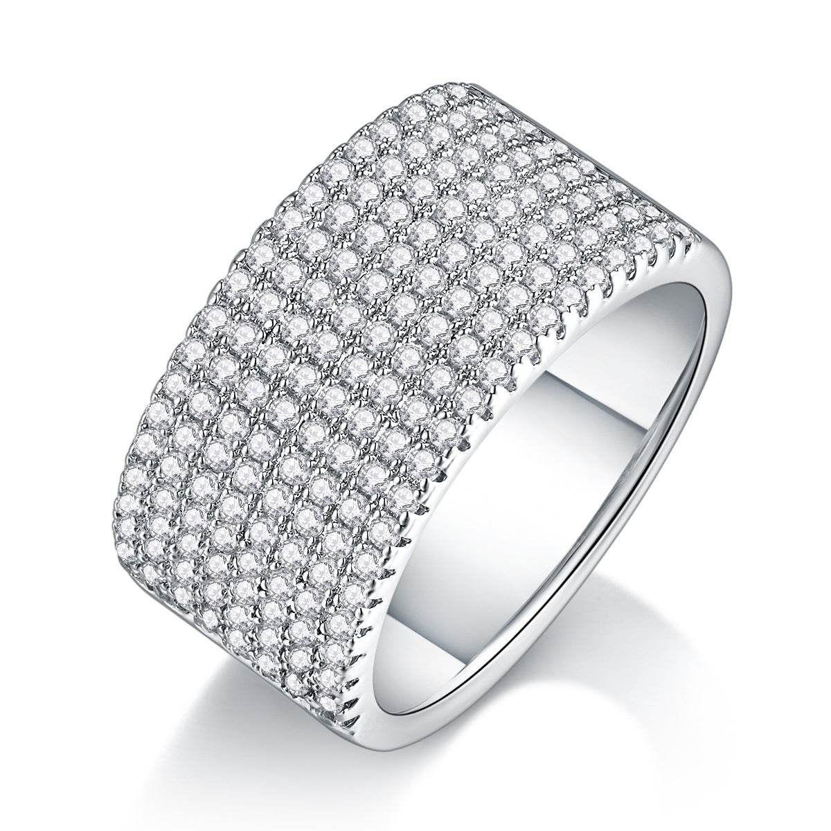 Micro-Pavé Moissanite S925 Sterling Silver Minimalist Ring for Women - MOWTE