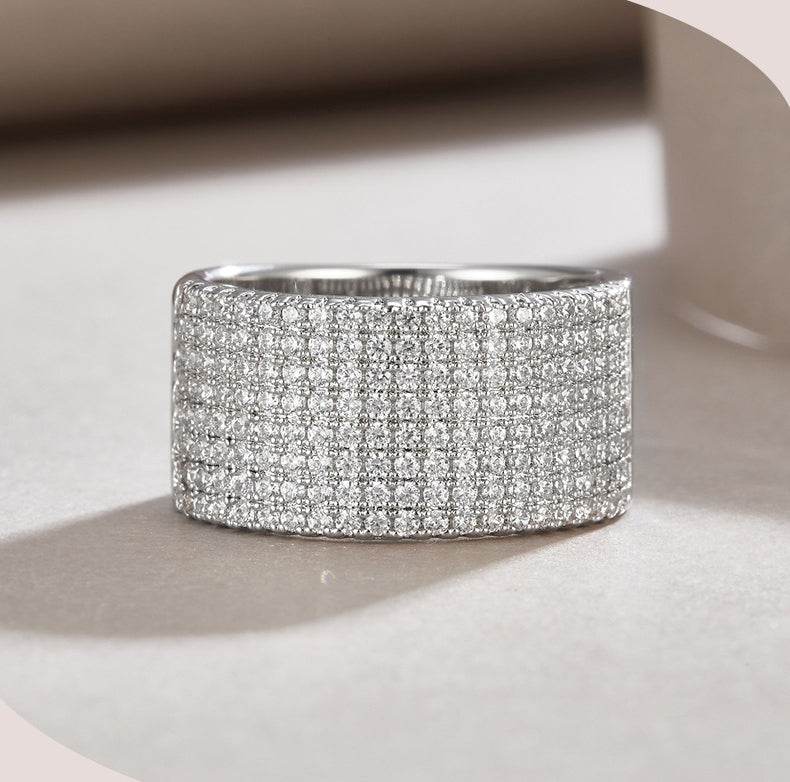 Micro-Pavé Moissanite S925 Sterling Silver Minimalist Ring for Women - MOWTE