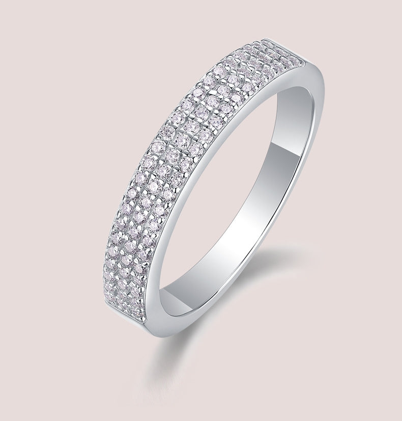 Micro-Pavé Moissanite S925 Sterling Silver Minimalist Ring for Women