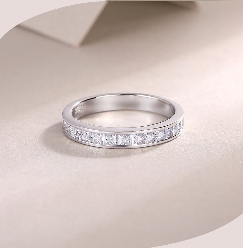 Micro-Pavé Moissanite S925 Sterling Silver Minimalist Ring for Women