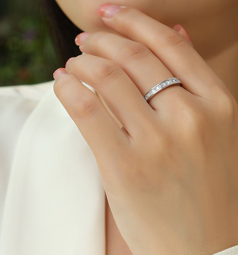 Micro-Pavé Moissanite S925 Sterling Silver Minimalist Ring for Women