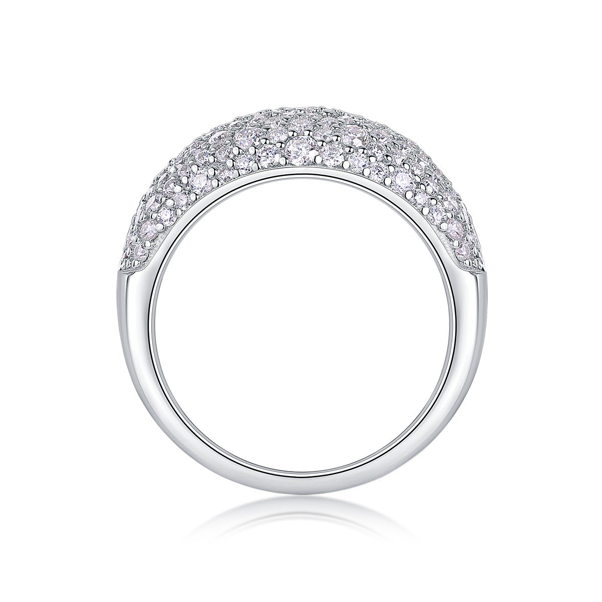 Light Luxury Exquisite S925 Sterling Silver Moissanite Ring with Full Pavé Diamonds