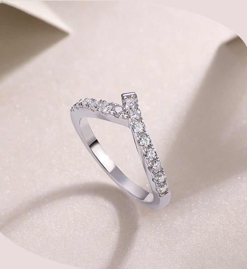 Micro-Pavé Moissanite S925 Sterling Silver Minimalist Ring for Women
