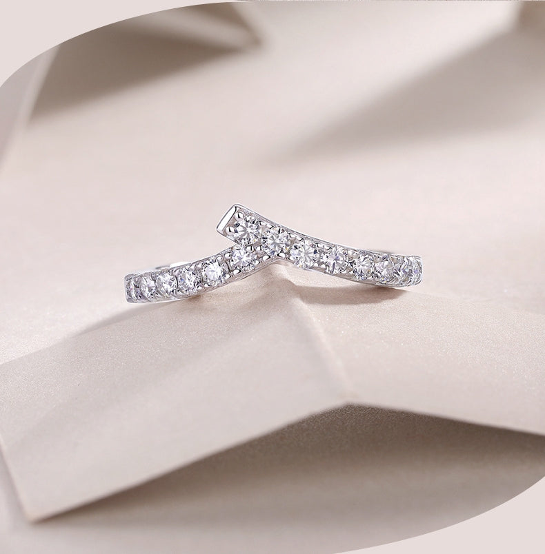 Micro-Pavé Moissanite S925 Sterling Silver Minimalist Ring for Women