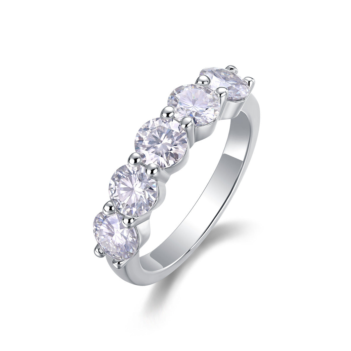 High-End S925 Silver Ring with 0.5 Carat Moissanite in Luxurious Prong Setting