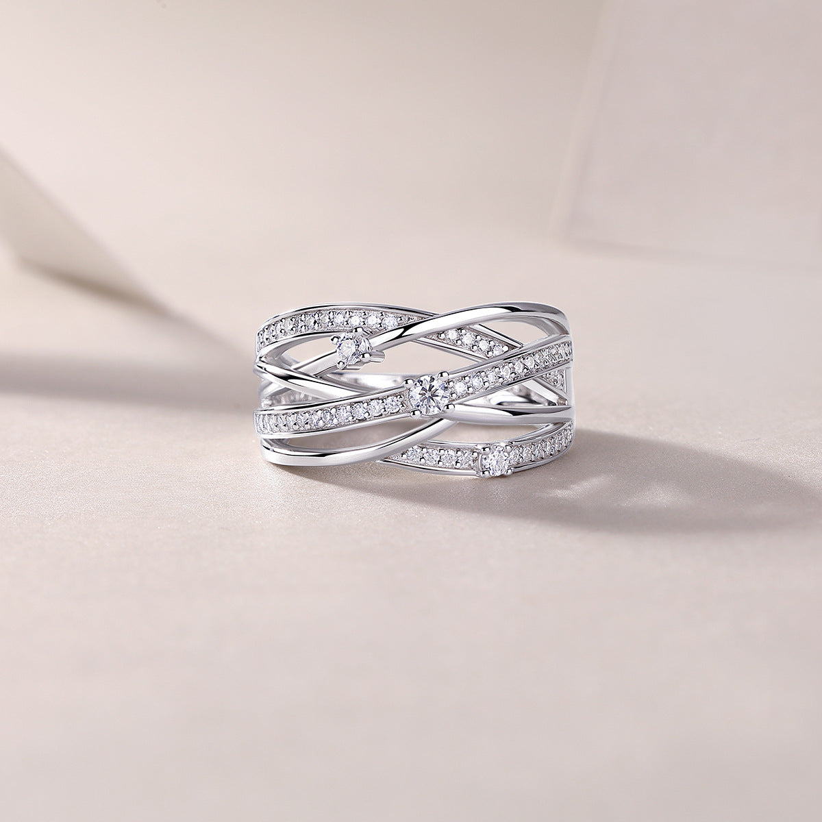 Luxury Micro-Paved Full Diamond 925 Sterling Silver Moissanite High-End Ring