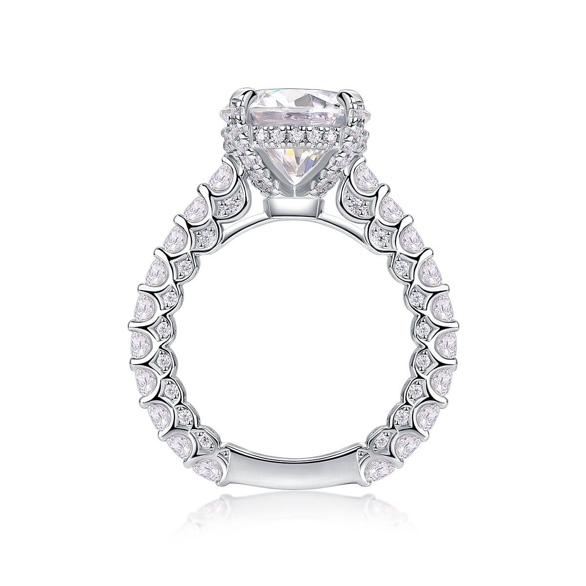 New S925 Silver Women's Light Luxury Premium 5-Carat Moissanite Ring