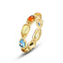 Exquisite and fashionable synthetic colored gemstone ring light luxury style S925 pure silver women's ring