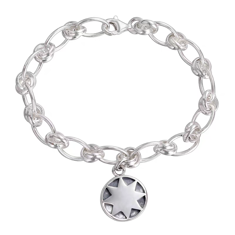 925 sterling silver O-ring splicing bracelet for men's hip-hop trend octagonal star round brand feeling bracelet