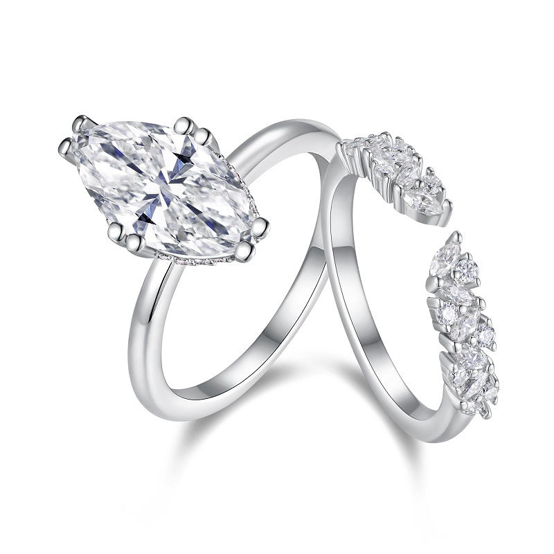 Stacked ring women's light luxury 925 sterling silver moissanite ring