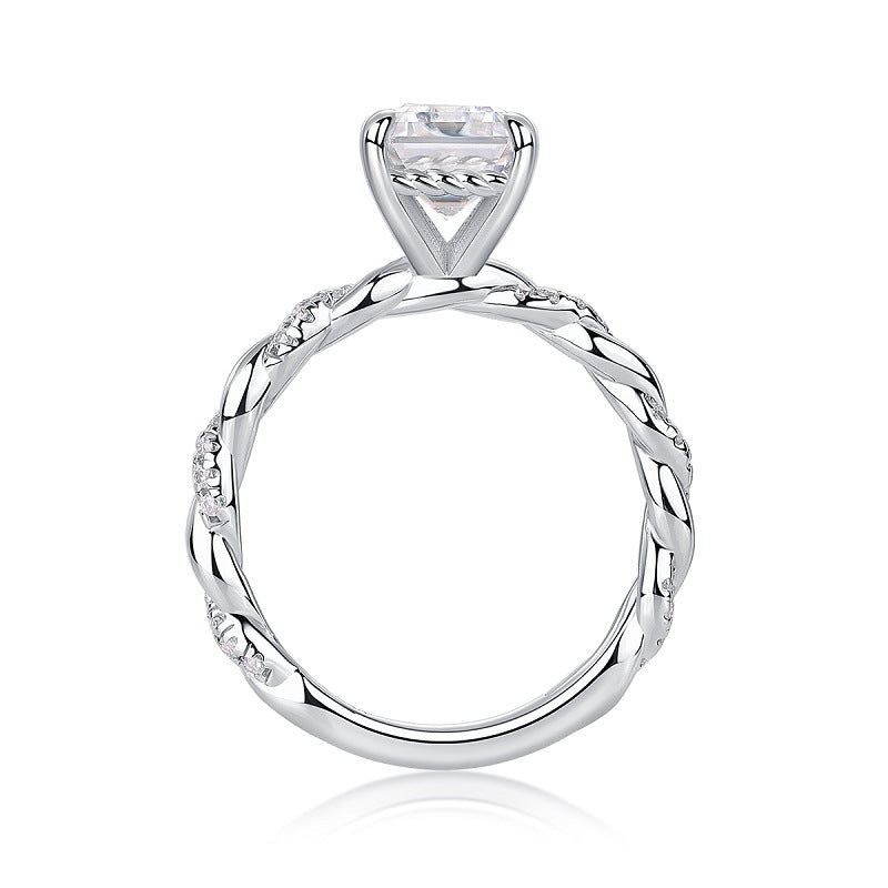 S925 silver moissanite ring square design sense ring light luxury four Claw fashion high-end ring
