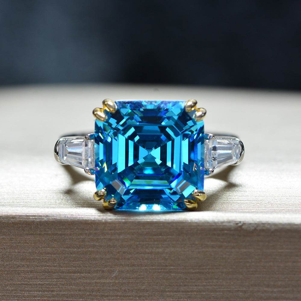 Luxurious square high carbon diamond 7 carat ring jewelry cushion cut wedding ring