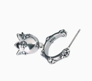 Men's Sterling Silver Stud Earrings Silver Jewelry Gothic Earrings