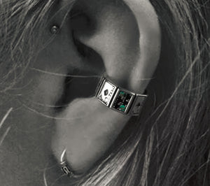 Men's sterling silver ear clip without pierced ear bone clip auricle ear jewelry flash diamond poker silver jewelry
