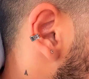 Men's sterling silver ear clip without pierced ear bone clip auricle ear jewelry flash diamond poker silver jewelry