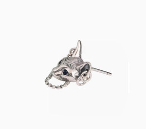 Pure silver earrings Sphinx cat personality male and female temperament handsome and trendy earrings