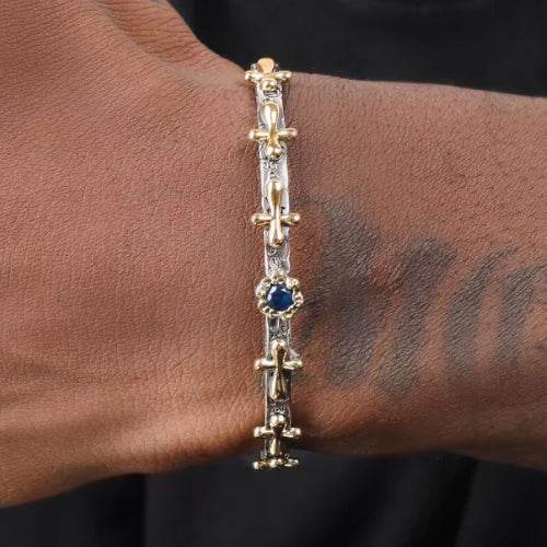 Retro cross bracelet S925 sterling silver bangle men and women hip-hop personality bracelet opening adjustable