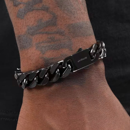 Three-dimensional cutting Cuban chain bracelet hip-hop men's trendy fashion