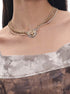 Vintage Medusa multi-layer necklace antique gold clavicle chain original Maillard color - MOWTE