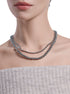 Original design High gloss round silver gray double-layer pearl necklace sweater chain