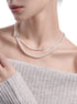 Original design High gloss round silver gray double-layer pearl necklace sweater chain