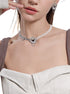 Original Design French Retro Diamond Inlaid Cat Necklace Splicing Chain Pearl Clavicle Chain