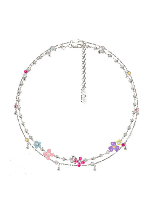 Original Design Secret Garden Fashion Necklace Enamel Flower Clavicle Chain