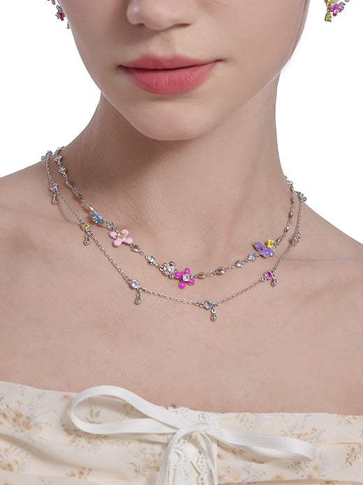 Original Design Secret Garden Fashion Necklace Enamel Flower Clavicle Chain