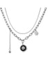 Pure silver smiley face hip-hop fashion exquisite double-layer layered sweater sweatshirt chain