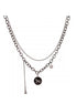 Sterling silver necklace double layered hip-hop collarbone chain accessory