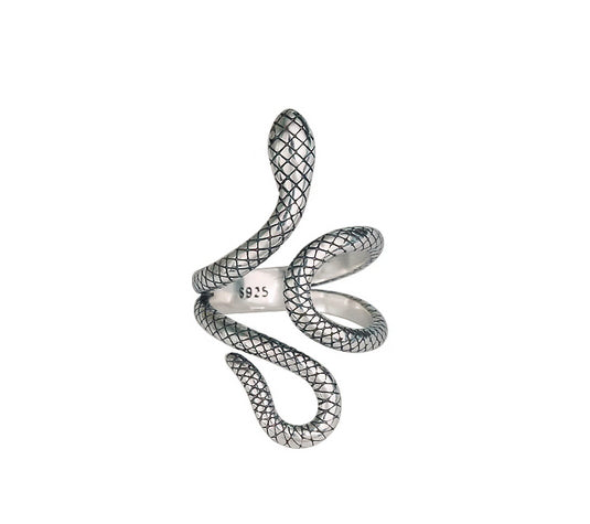 Pure silver ring temperament men's and women's snake jewelry niche designer INS trendy lover gift personalized ring