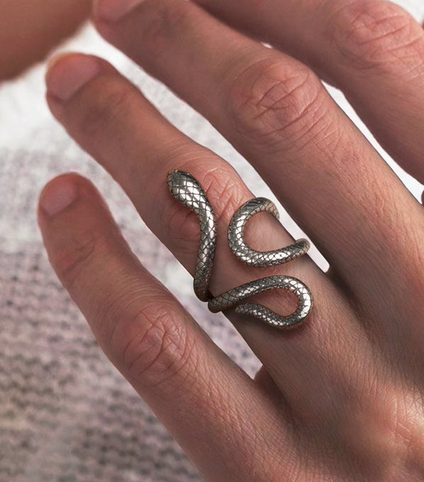 Pure silver ring temperament men's and women's snake jewelry niche designer INS trendy lover gift personalized ring